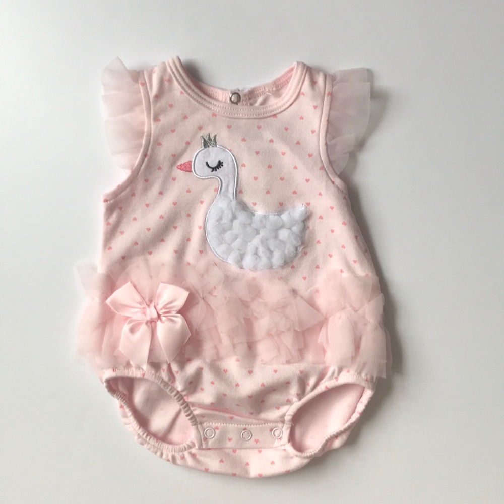 Adorable Swan Princess Pink Sleeveless Onesie